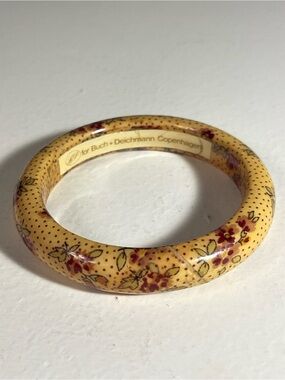 Vintage Buch Deichmann Copenhagen Floral Yellow Polka Dot Bangle